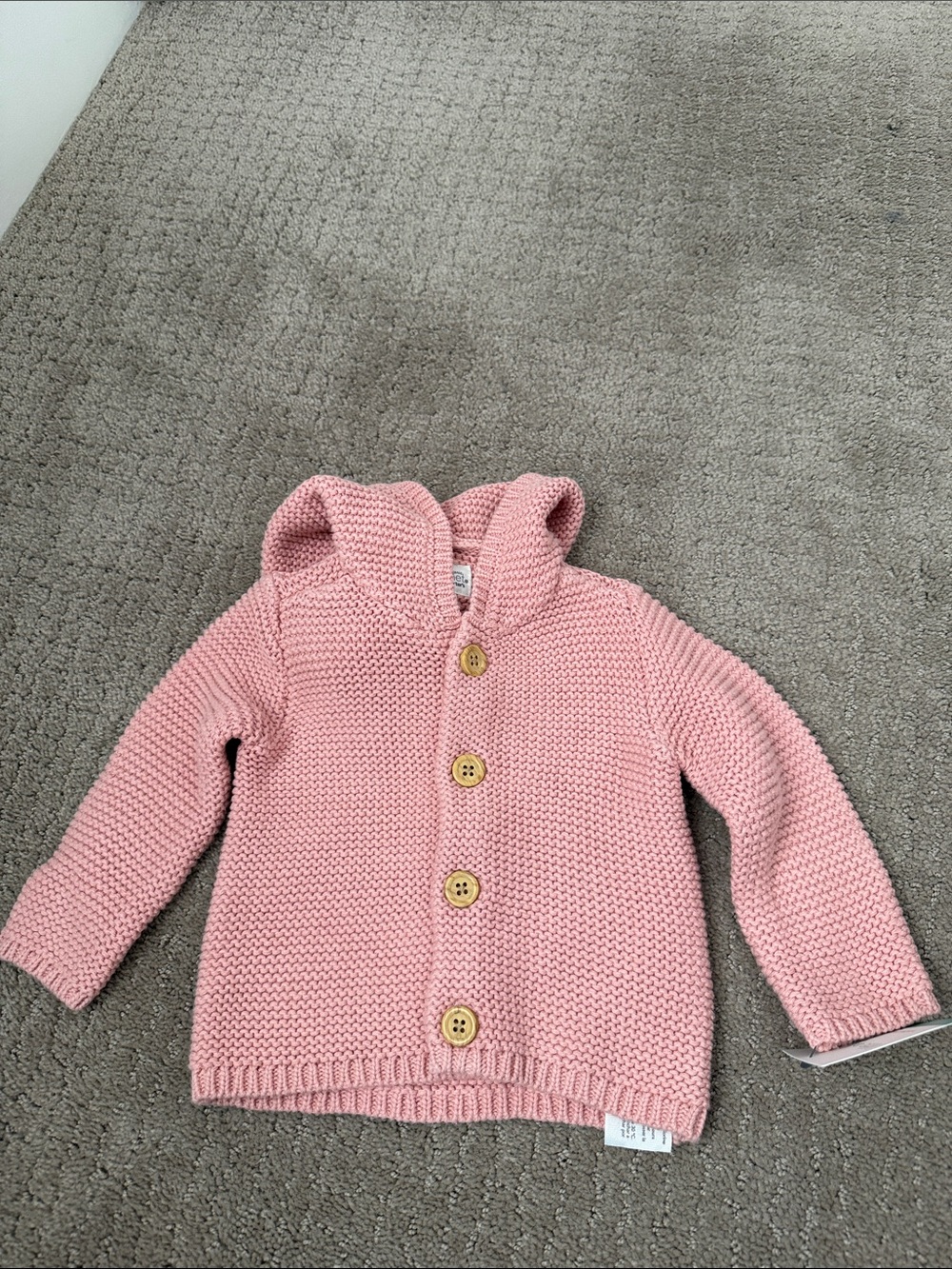 Carter's Little Planet Blush Knit Hooded Cardigan 6mo